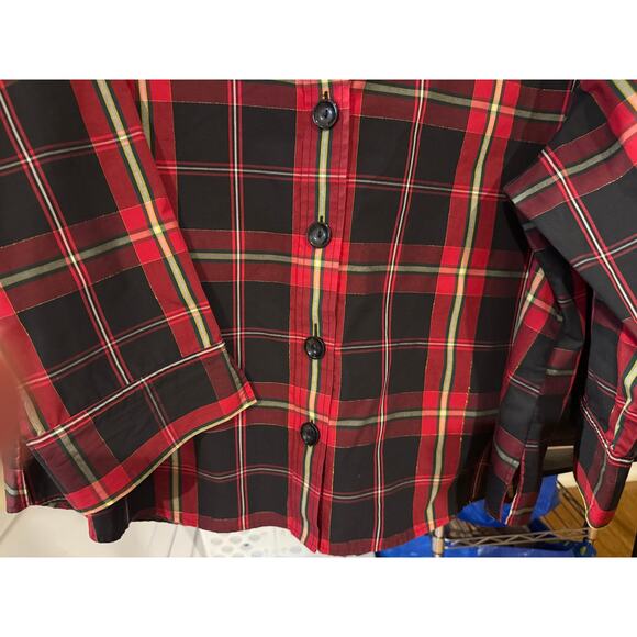 Foxcroft Wrinkle Free Size 22W Shaped Gingham plaid button up Women's Shirt Gold - Picture 7 of 15